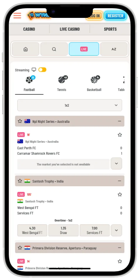 Wyns Casino sportsbook and betting experience