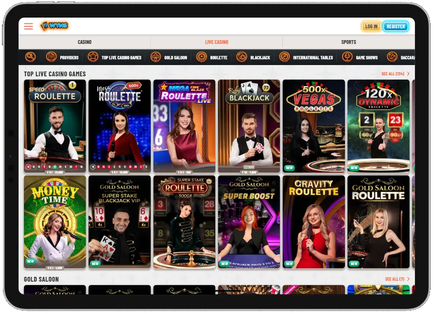 Wyns Casino live casino and game collection
